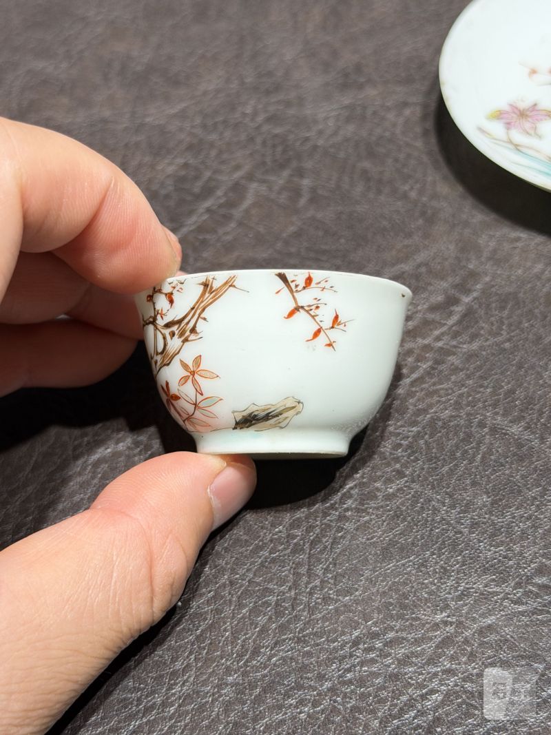 清乾隆 粉彩花鸟纹茶具一套25件 - 图152